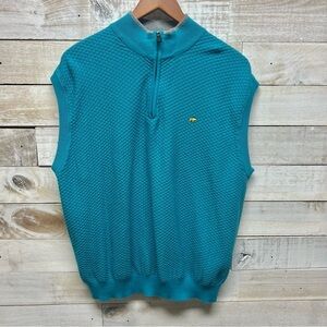 Jack Nicklaus Mens Sweater Vest XL Blue‎ Quarter Zip Knit Golf Travel Bear